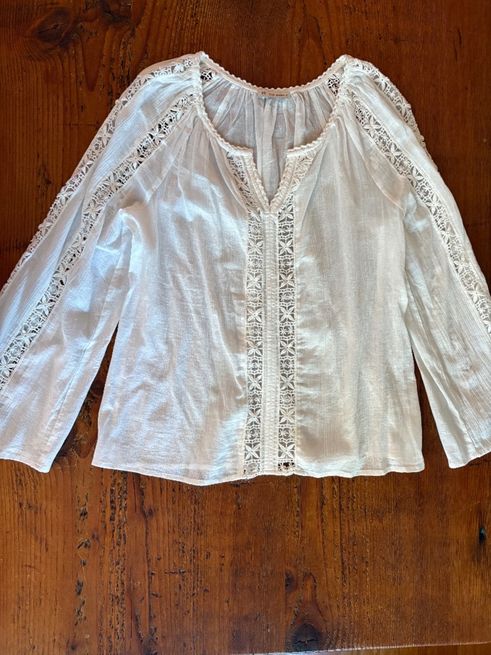 Mod Goddess 100% Cotton White Boho Embroidered Blouse Size Medium Gauze - Picture 3 of 10